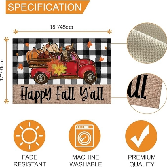 Fall Watercolor Plaid Placemats Set of 4 - Picture 4 of 4